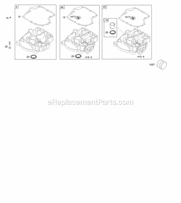 Engine Sump Diagram and Parts List for 31P677-0123-B1  Briggs and Stratton Engine